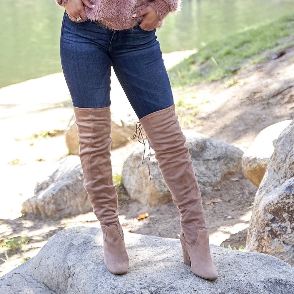 TAUPE Over the knee boots